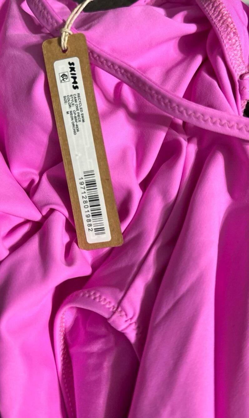 Skims Recycled Swim Cami One Piece Swimsuit Neon Orchid - Picture 5 of 5